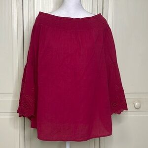 Lane Bryant Women’s Pink Off The Shoulder  Blouse Sz 18/20 Embroidered Detail
